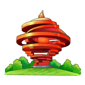 青岛地标插画海报 