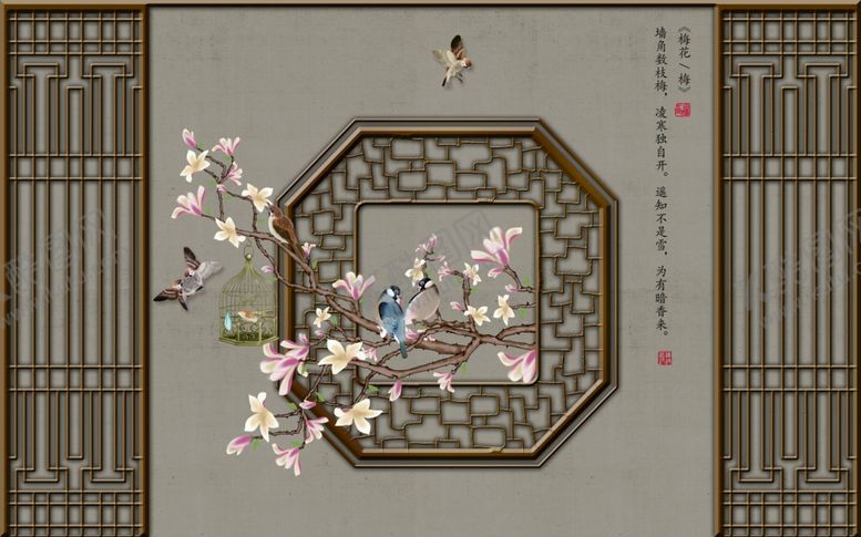 编号：89007607031807173528【酷图网】源文件下载-花开富贵装饰画