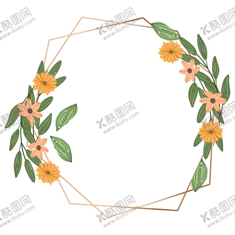 编号：45227301201934167818【酷图网】源文件下载-植物金色边框花环