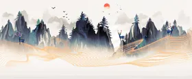 水墨山水画大幅背景墙墙纸
