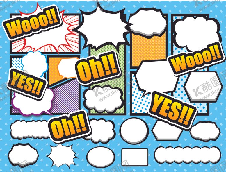 编号：46250910031112208482【酷图网】源文件下载-日系卡通动漫爆炸对话框矢量插画