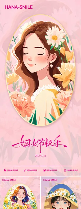 女孩插画女生节海报