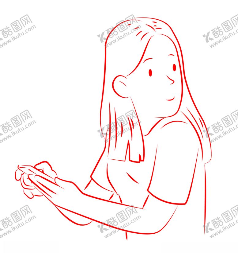 编号：67881705022237501048【酷图网】源文件下载-玩手机的女孩线稿