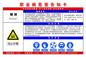 糠醛职业病危害告知卡