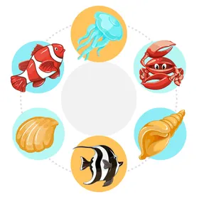 海洋生物插图卡通底动