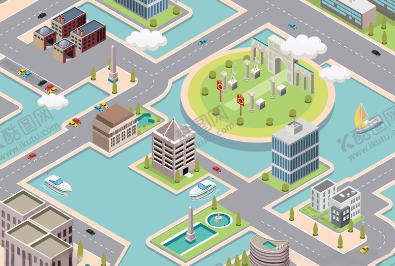 编号：30485409190449472524【酷图网】源文件下载-立体创意城市建筑物图案