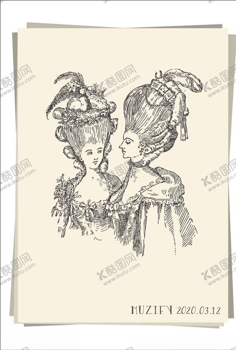 编号：92602509292351356286【酷图网】源文件下载-洛可可风贵妇半身像