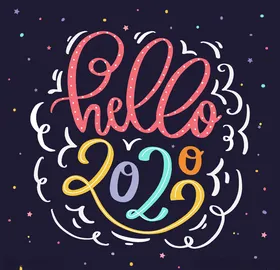 彩色你好2020艺术字