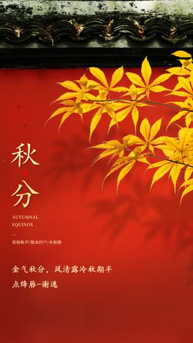 秋分节气红墙天黄叶
