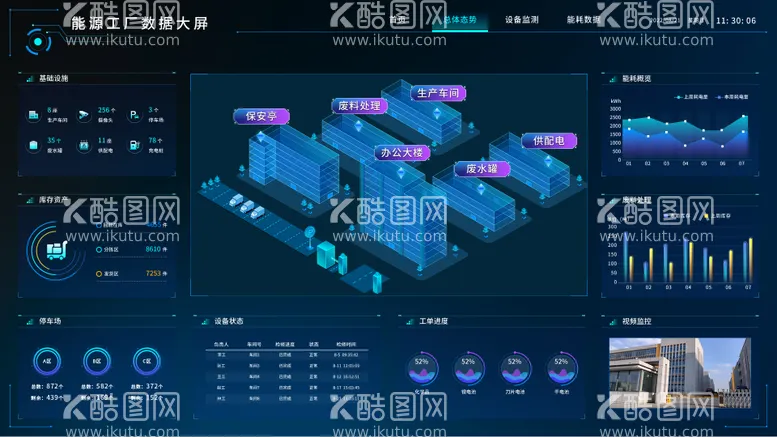 编号：29528503181455118873【酷图网】源文件下载-智慧工厂数据大屏ui设计