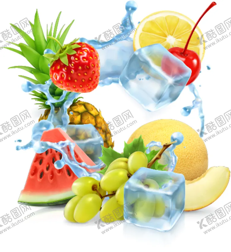 编号：35912709160304394906【酷图网】源文件下载-新鲜水果冰果汁西瓜