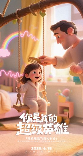 父亲节卡通童话海报