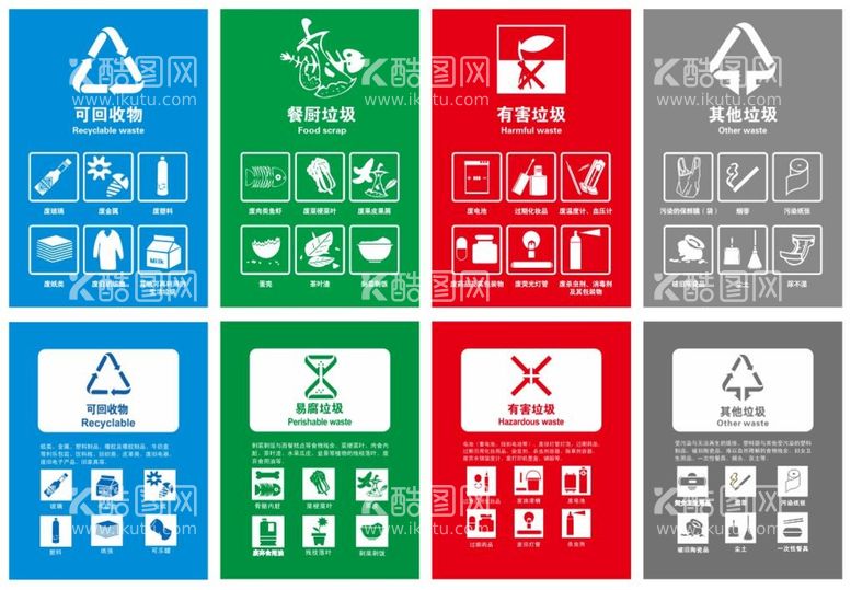 编号：86017209152243022976【酷图网】源文件下载-垃圾分类矢量