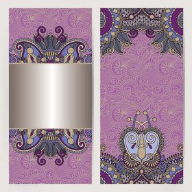 紫色花纹装饰卡片设计
