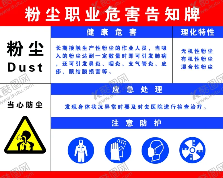 编号：91590507020214271745【酷图网】源文件下载-粉尘危害告知牌