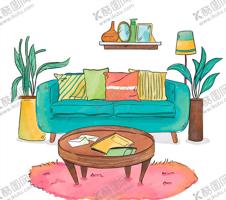 编号：24544309212322344528【酷图网】源文件下载-彩绘客厅设计