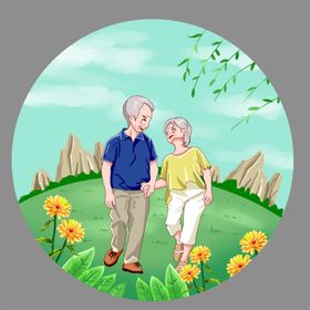 重阳节素材手绘郊游日