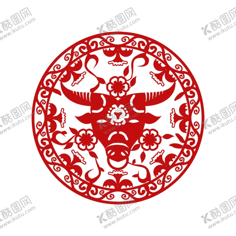 编号：71640606281849394745【酷图网】源文件下载-牛年剪纸插画