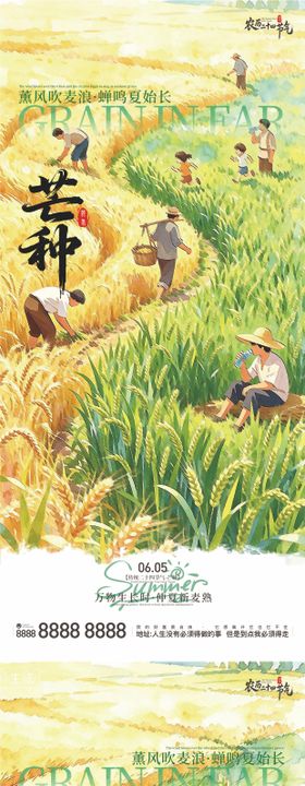芒种节气手机宣传刷屏海报