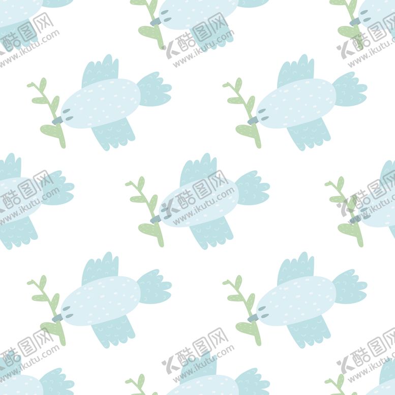 编号：21409709130654593927【酷图网】源文件下载-卡通小鸟叼树枝婴儿图案背景外贸童装