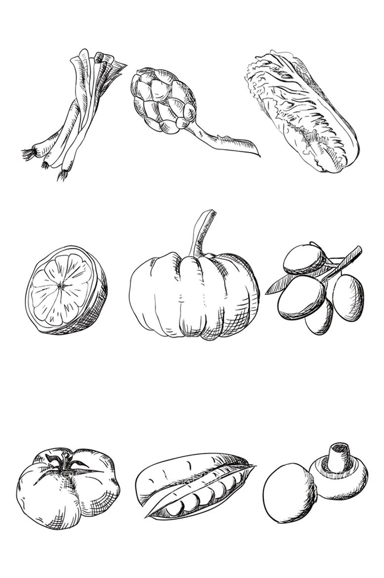 编号：31441811251915592378【酷图网】源文件下载-手绘蔬菜水果