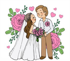 新人和婚礼元素