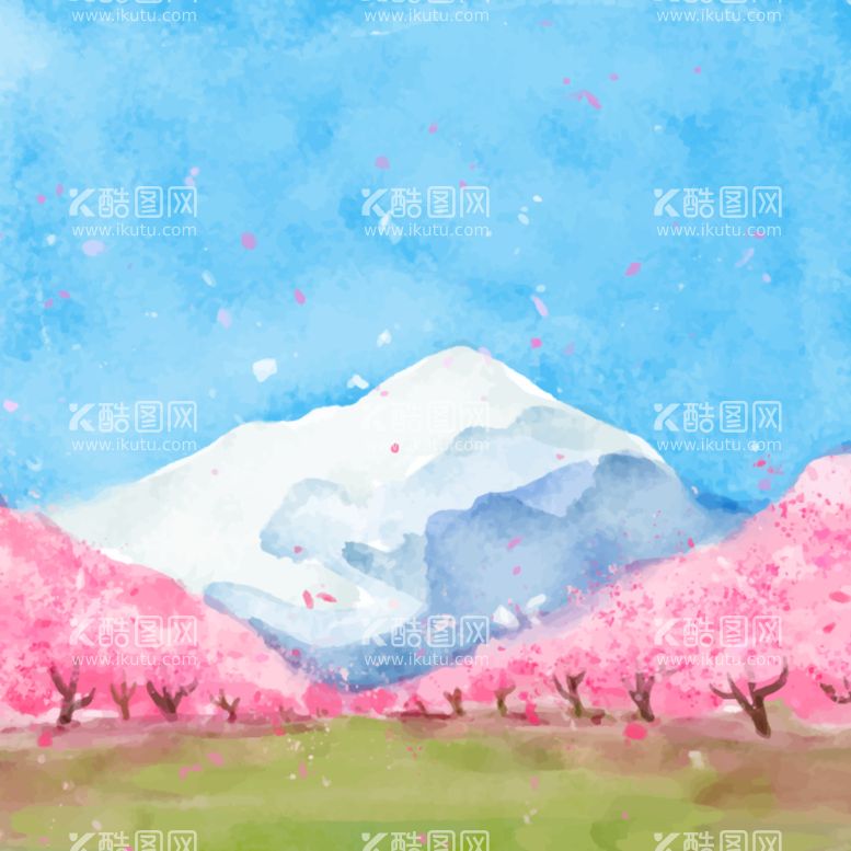 编号：90107612231925084608【酷图网】源文件下载-雪山和樱花风景