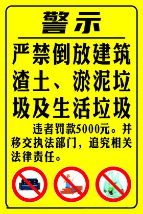 严禁倒放垃圾警示牌