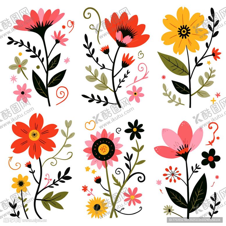 编号：97145811201233028087【酷图网】源文件下载-手绘花卉图案
