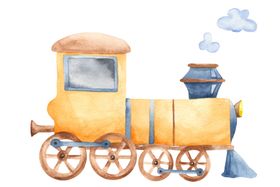 水彩玩具小火车