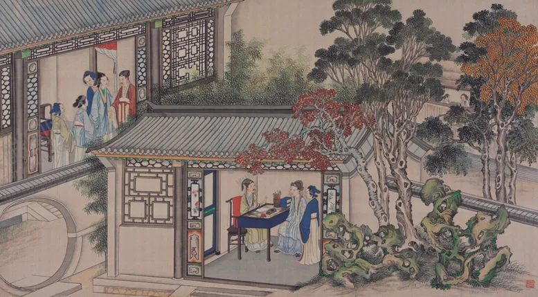 编号：11107205141642298165【酷图网】源文件下载-红楼梦场景精美工笔画