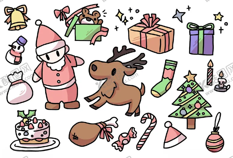 编号：15836510042216301852【酷图网】源文件下载-圣诞元素插画