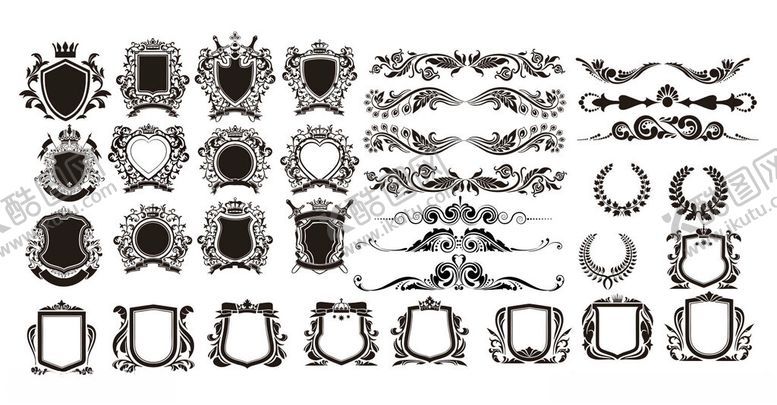 编号：20290311021402015816【酷图网】源文件下载-多样复古欧式边框图案素材