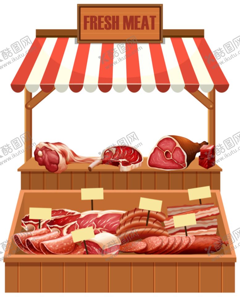 编号：61304209130843358603【酷图网】源文件下载-卖肉小摊插画肉摊肉铺