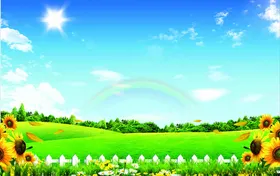 蓝天白云花草草地封面