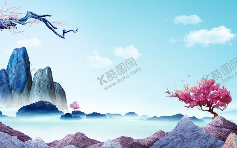 编号：06548209140931255934【酷图网】源文件下载-水墨山水海报背景 