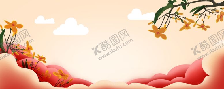 编号：77994205090716279845【酷图网】源文件下载-秋季云朵云层树枝插画卡通素材
