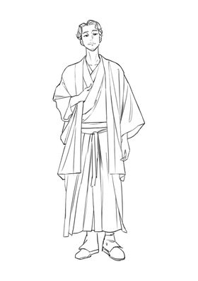 手绘人物坐姿男生线稿