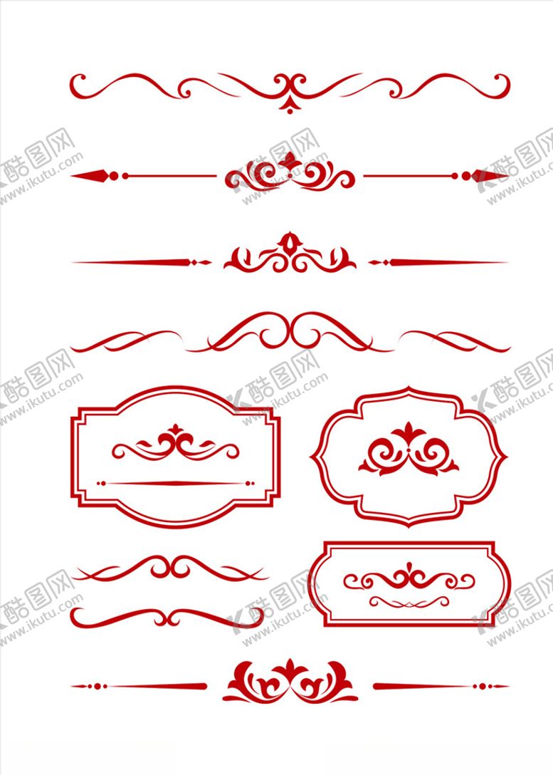 编号：25065605131440476638【酷图网】源文件下载-矢量简洁欧式线条花纹边框