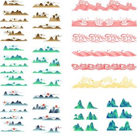 多样风格山峦矢量图案素材