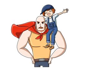 父亲节卡通亲子插画png素材
