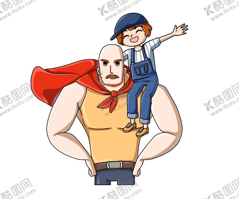 编号：17658309171711453774【酷图网】源文件下载-父亲节卡通亲子插画png素材