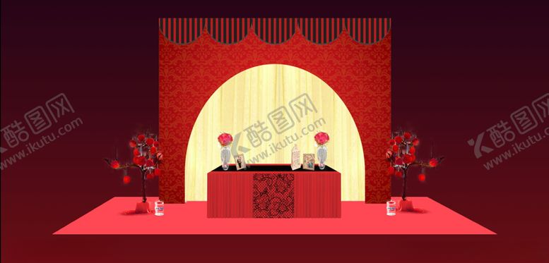 编号：27709605121601035240【酷图网】源文件下载-婚礼现场舞台迎宾区场景布置