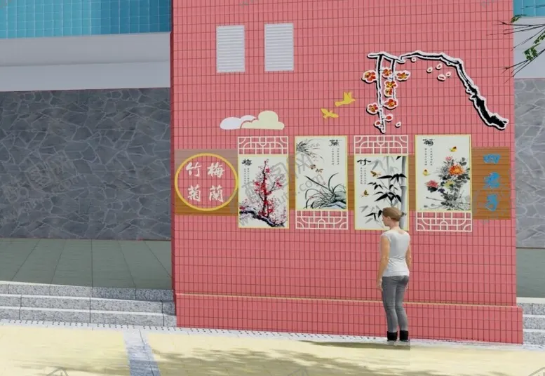 编号：88715012130621186311【酷图网】源文件下载-四君子文人四友文化墙