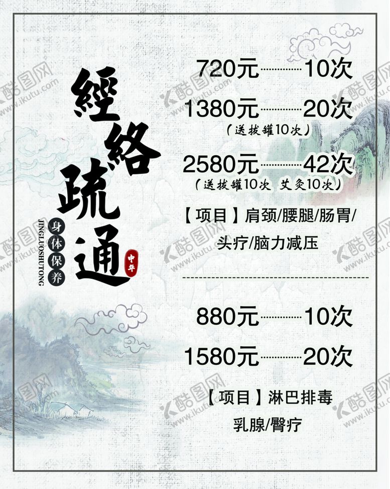 编号：32808510220639497679【酷图网】源文件下载-经络疏通海报