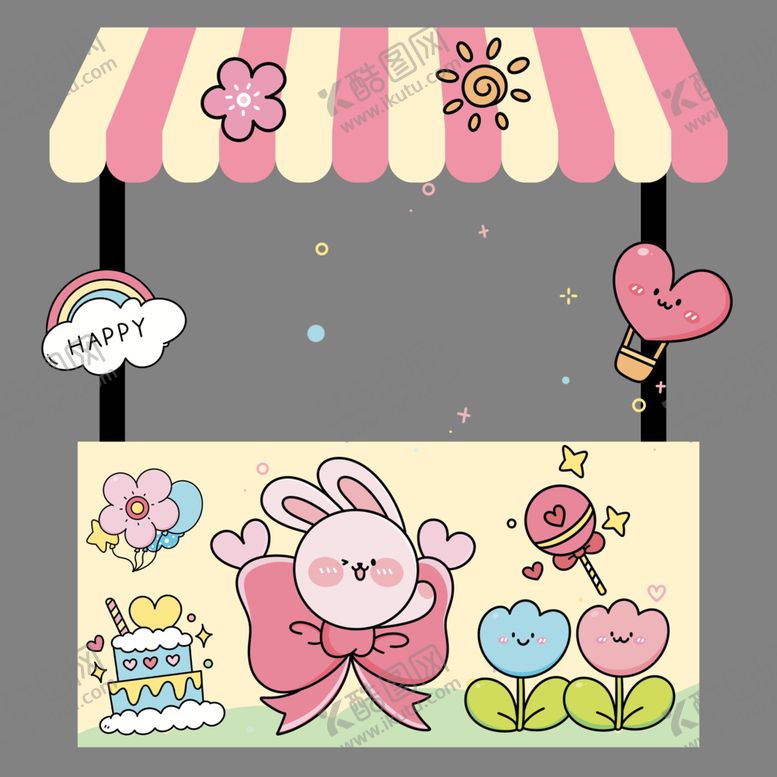 编号：66457004021918343672【酷图网】源文件下载-可爱兔子主题的甜美摊位