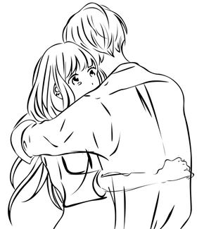 卡通漫画男女线条情侣
