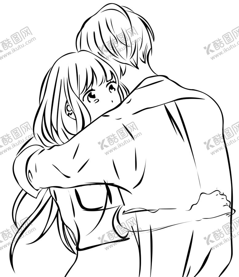 编号：35918906262034138743【酷图网】源文件下载-卡通漫画男女线条情侣