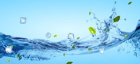 水水流冰块清爽夏季蓝色背景素材