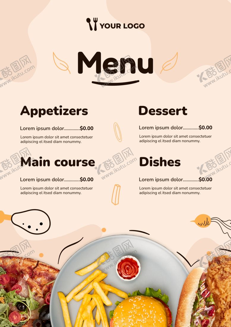 编号：55116602100720317753【酷图网】源文件下载-美食餐厅价目表